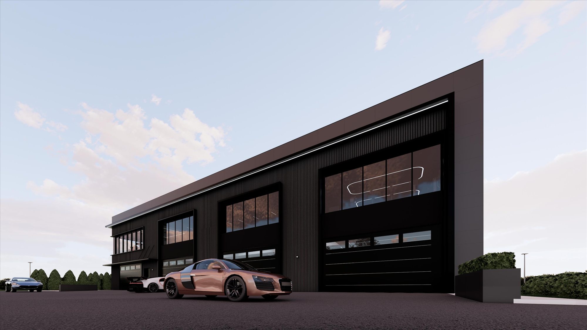 Garages with glazed doors