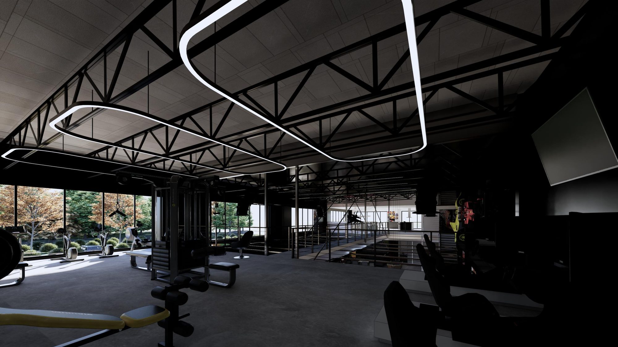 The gym on the upper level